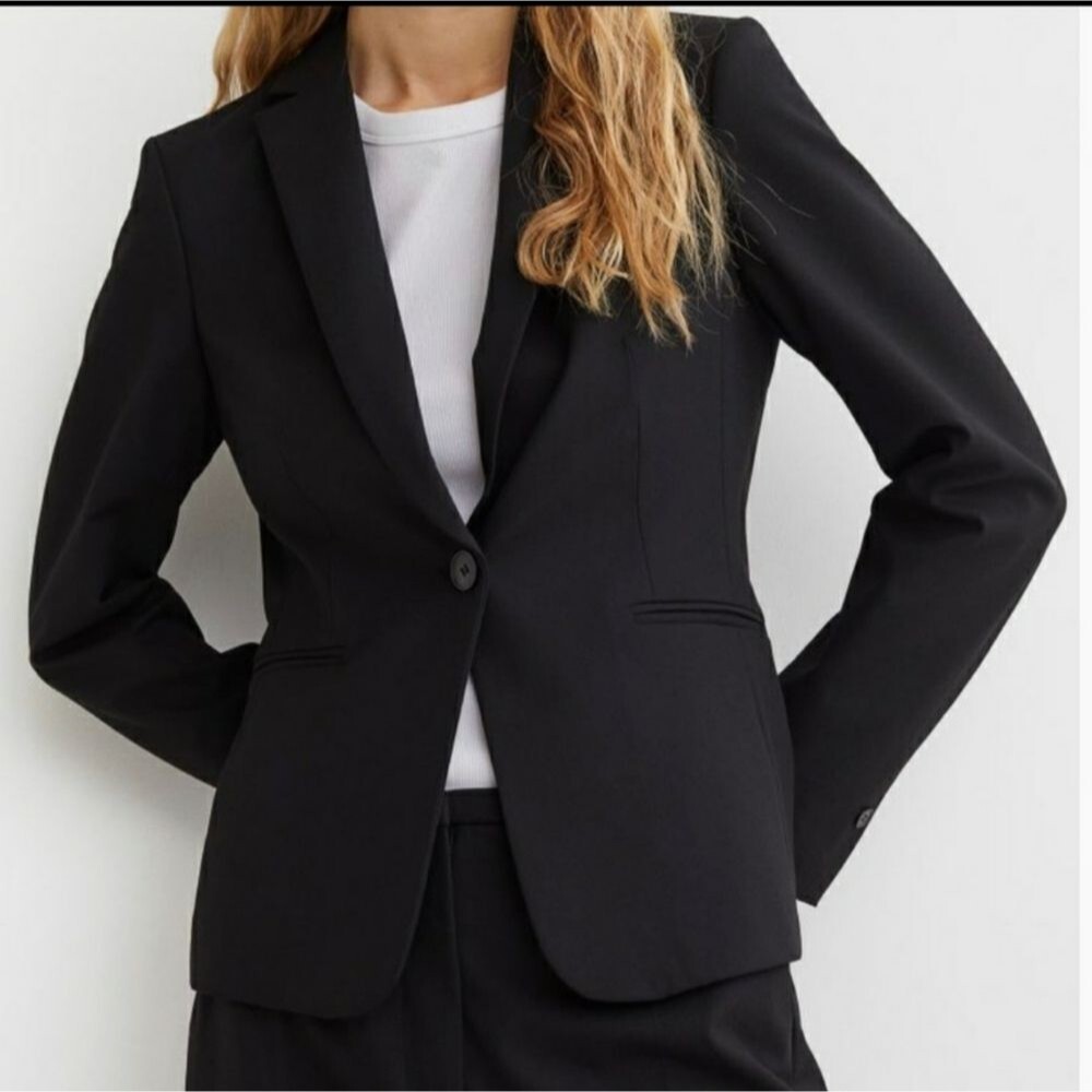 H&M Black Hourglass Tailored Blazer Jacket Size 8 Business Career - Picture 8 of 10